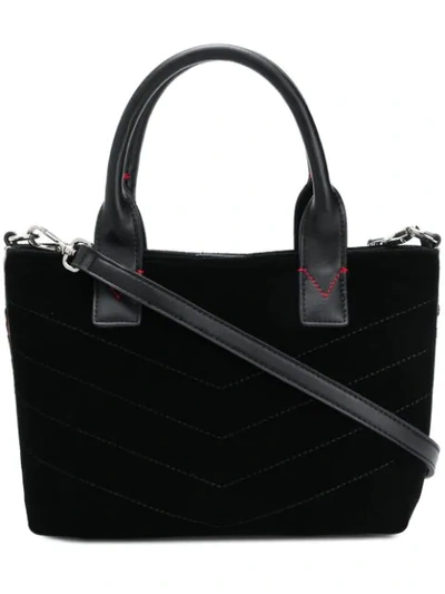 Pinko Small Velvet Shopping Bag In Black