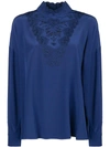 FENDI FENDI EMBROIDERED LONG-SLEEVE BLOUSE - BLUE