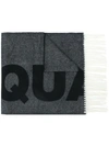 DSQUARED2 DSQUARED2 FRINGED INTARSIA LOGO SCARF - BLACK