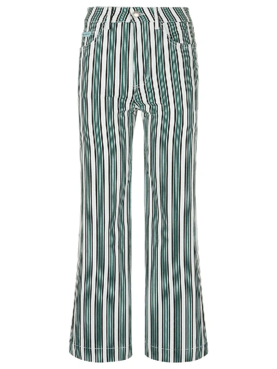 Alexa Chung Cropped Snake-print High-rise Wide-leg Jeans In Green