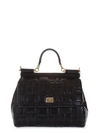 DOLCE & GABBANA SICILY MEDIUM BLACK QUILTED LEATHER BAG,10647958