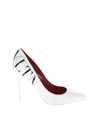 VALENTINO GARAVANI WHITE LEATHER PUMPS WITH VLTN LOGO,10647949