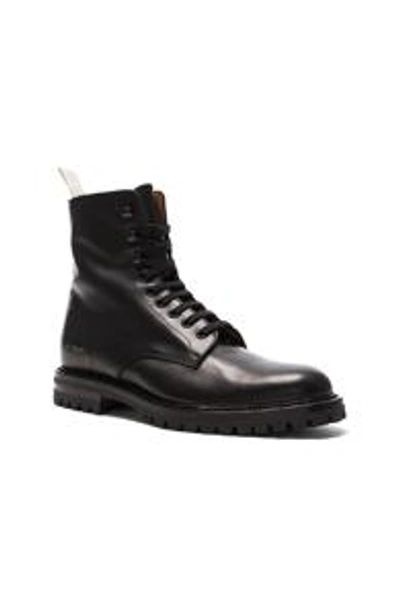 Common Projects Leather Winter Combat Boots In Black