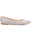 Chloé Lauren Scalloped Leather Ballet Flats In Grey