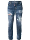 DSQUARED2 COOL GIRL CROPPED DISTRESSED JEANS
