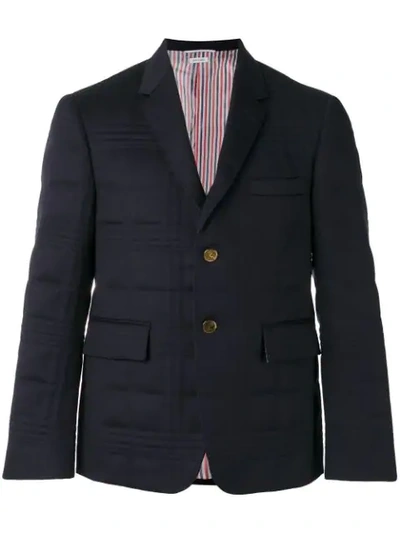Thom Browne Flap Pockets Quilted Blazer In 415 Navy