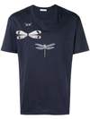 VALENTINO VALENTINO DRAGONFLY EMBROIDERED T-SHIRT - BLUE