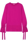 ADAM LIPPES WOMAN BOW-DETAILED KNITTED WOOL TOP FUCHSIA,GB 12789547614348169