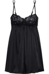 ID SARRIERI WOMAN SILK-BLEND SATIN AND CRYSTAL-EMBELLISHED LACE CHEMISE BLACK,GB 1050808771095