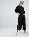 NATIVE YOUTH WIDE LEG PANTS WITH CONTRAST FLARED PANEL - BLACK,NYWTR99