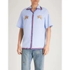 GUCCI FLYING TIGER-EMBROIDERED REGULAR-FIT COTTON SHIRT