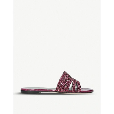 Gina Loren Embellished Leather Sandals In Red