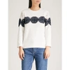 CLAUDIE PIERLOT LACE-TRIM COTTON-JERSEY SWEATSHIRT