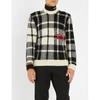 CALVIN KLEIN 205W39NYC CHECKED CABLE-KNIT WOOL JUMPER