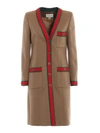 GUCCI WEB STRIPE WOOL COAT,10647994