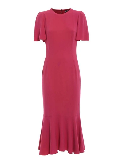 Dolce & Gabbana Fluted-sleeve Cady Dress In Pink