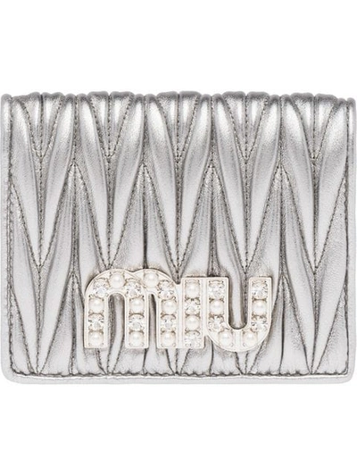 Miu Miu Matelassé Wallet In Metallic