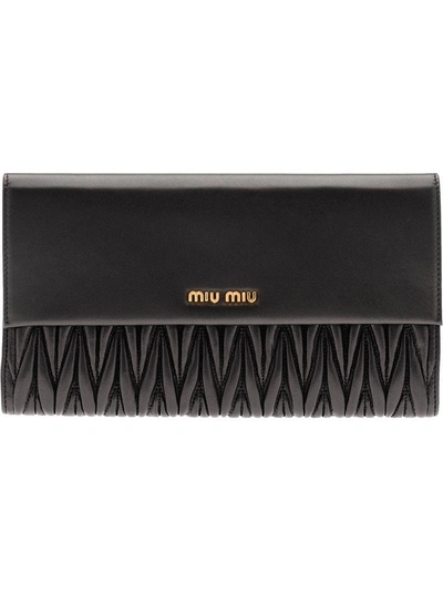 Miu Miu Matelassé Continental Wallet In Black