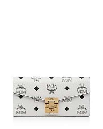 Mcm Patricia Two Fold Wallet With Chain In Visetos In Wt