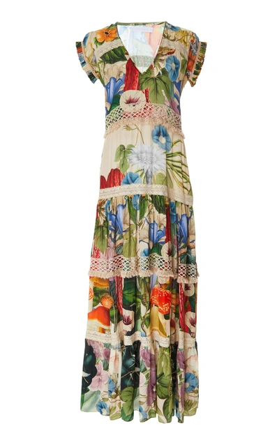 Carolina K Catalina V-neck Embroidered Maxi Dress In Multi