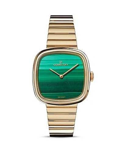 Gomelsky The Eppie Gold-tone Watch, 32mm X 32mm In Gold/ Malachite/ Gold