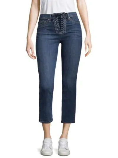 Hudson Bullocks High-rise Lace-up Crop Bootcut Jeans In Stone Cold