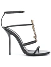 Saint Laurent Cassandra Ysl Strappy Sandal In Black