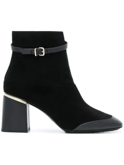 Tod's Leather And Suede Ankle Boots In Black