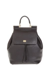 DOLCE & GABBANA SMALL SICILY BLACK LEATHER BACKPACK,10648293