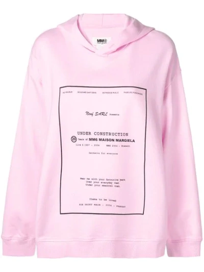 Mm6 Maison Margiela Under Construction印花全棉连帽衫 - 粉色 In Pink