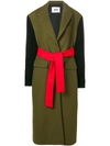 MSGM BELTED RIBBED SLEEVE COAT