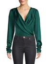 CAROLINE CONSTAS Berdine Stretch Silk Wrap Bodysuit