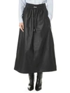 TIBI Leather Drawstring Waist Full Skirt