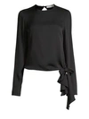 MILLY Stretch Silk Asymmetric Blouse