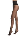Commando Sexy Sheer Lace-waist Tights In Black