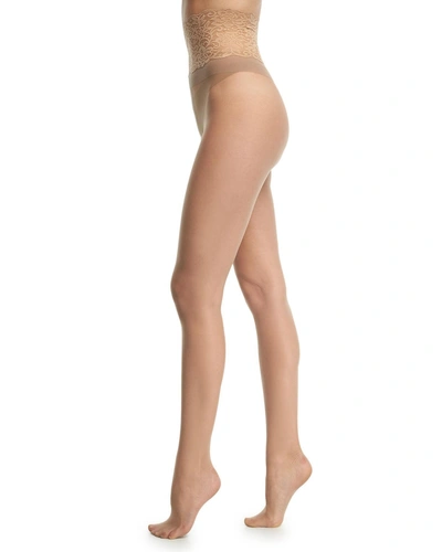 Commando Sexy Sheer Lace-waist Tights In Med Nude