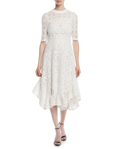 See By Chloé Asymmetrical Hem Dress In Eden White