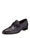 TOM FORD MEN'S TWIST-FRONT LEATHER LOAFERS,PROD211050268