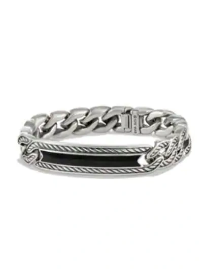 David Yurman Maritime Onyx & Sterling Silver Curb Link Id Bracelet In Black/silver