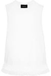 SIMONE ROCHA WOMAN RUFFLED TULLE-TRIMMED COTTON-JERSEY TOP WHITE,US 2526016083732681