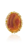 KIMBERLY MCDONALD ONE-OF-A-KIND AGATE RING WITH NATURAL COLORED DIAMONDS SET IN 18K YELLOW GOLD,RA020Y