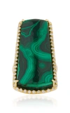 KIMBERLY MCDONALD ONE-OF-A-KIND MALACHITE RING WITH DIAMONDS SET IN 18K YELLOW GOLD,RZ337Y