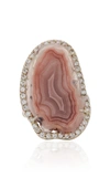 KIMBERLY MCDONALD ONE-OF-A-KIND AGATE RING WITH DIAMONDS SET IN 18K WHITE GOLD,RA037W