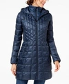 Bernardo Packable Hooded Primaloft Fill Coat With Contrast Inset Bib In Deep Water