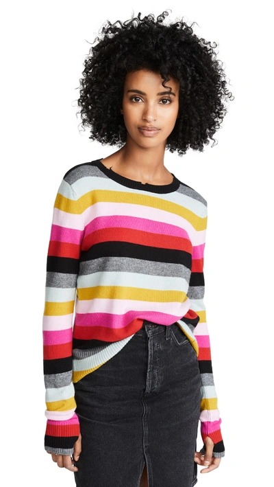 Pam & Gela Multistripe Raw Edge Wool & Cashmere Blend Jumper In Multi Stripe