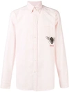 GUCCI STRIPED BEE EMBROIDERED BUTTONDOWN SHIRT