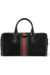 GUCCI Ophidia patent leather-trimmed suede tote
