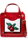 ANYA HINDMARCH CHERRIES RAINY DAY SMALL APPLIQUÉD PATENT-LEATHER AND PVC TOTE