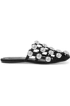 Alexander Wang Amelia Studded Suede Slippers In Black
