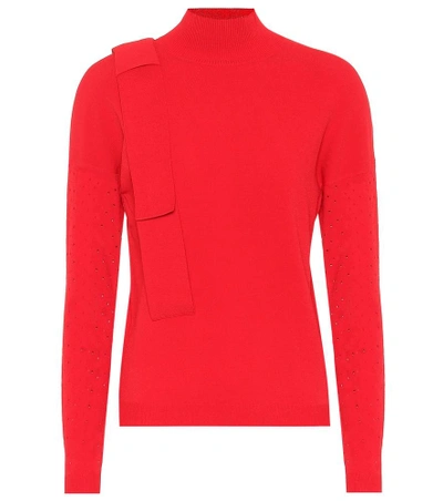 Delpozo Perforated Turtleneck Jumper In Red